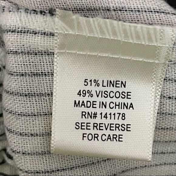 Kirious Navy and White Stripe Linen Paperbag Crop Wide Leg Pants M - Picture 7 of 7